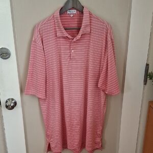 Peter Miller Men's Summer Comfort Polo Shirt in Pink and White Stripes_1